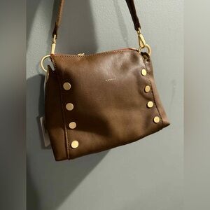Chic Brown Satchel with Gold Studs